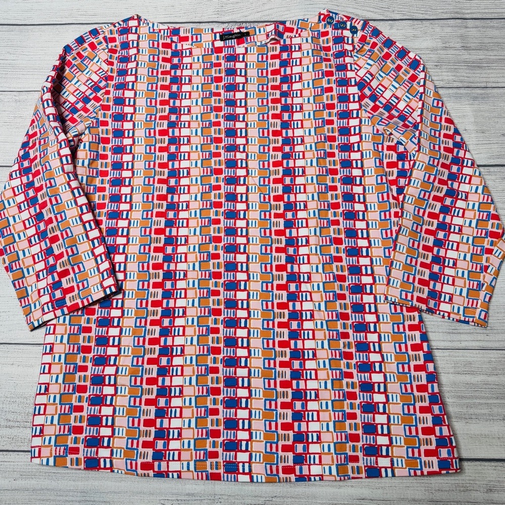 J.McLaughlin Women’s Large Catalina Cloth Shirt Top Geometric Multi Print